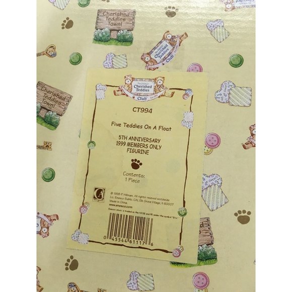 Cherished Teddies - Five Teddies on a Float - 5th Anniversary 1999 Members Only - Picture 5 of 9